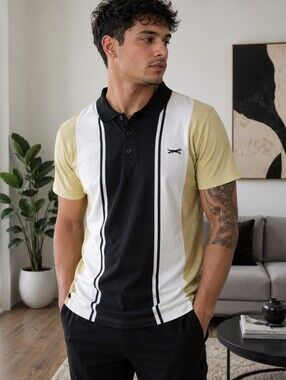 Reason Men's Vertical Stripe Polo Shirt NWT Medium
